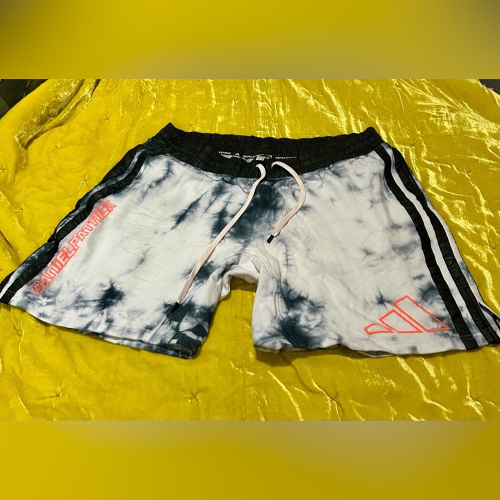 adidas Daniel Patrick Black and White Tie-Dye Athletic Shorts 2XL